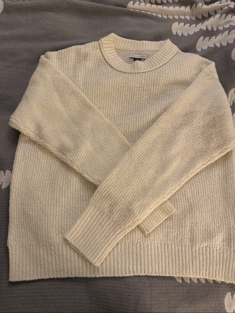 American Eagle Outfitters Cream Ribbed Turtleneck-Style Sweater
